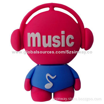 Rubber Cartoon USB Flash Drive, 2 to 64GB Capacity Range